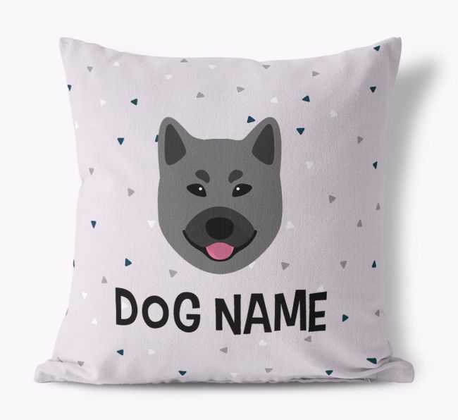 Triangle Pattern with {dogsName}'s Icon: Personalized Canvas Pillow